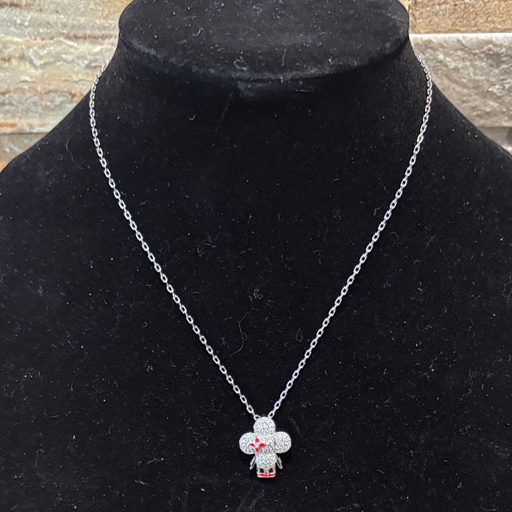 Elegant Silver & Crystal LV Vivi Pendant Necklace